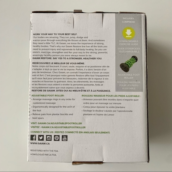 Gaiam BNIB Foot Roller RESTORE ADJUSTABLE - Picture 6 of 11